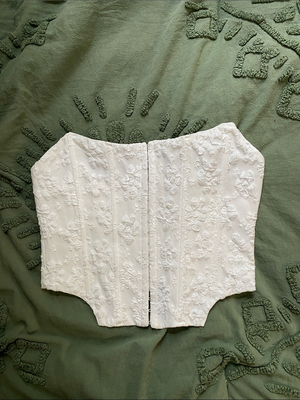 White Floral Lace Strapless Corset Top